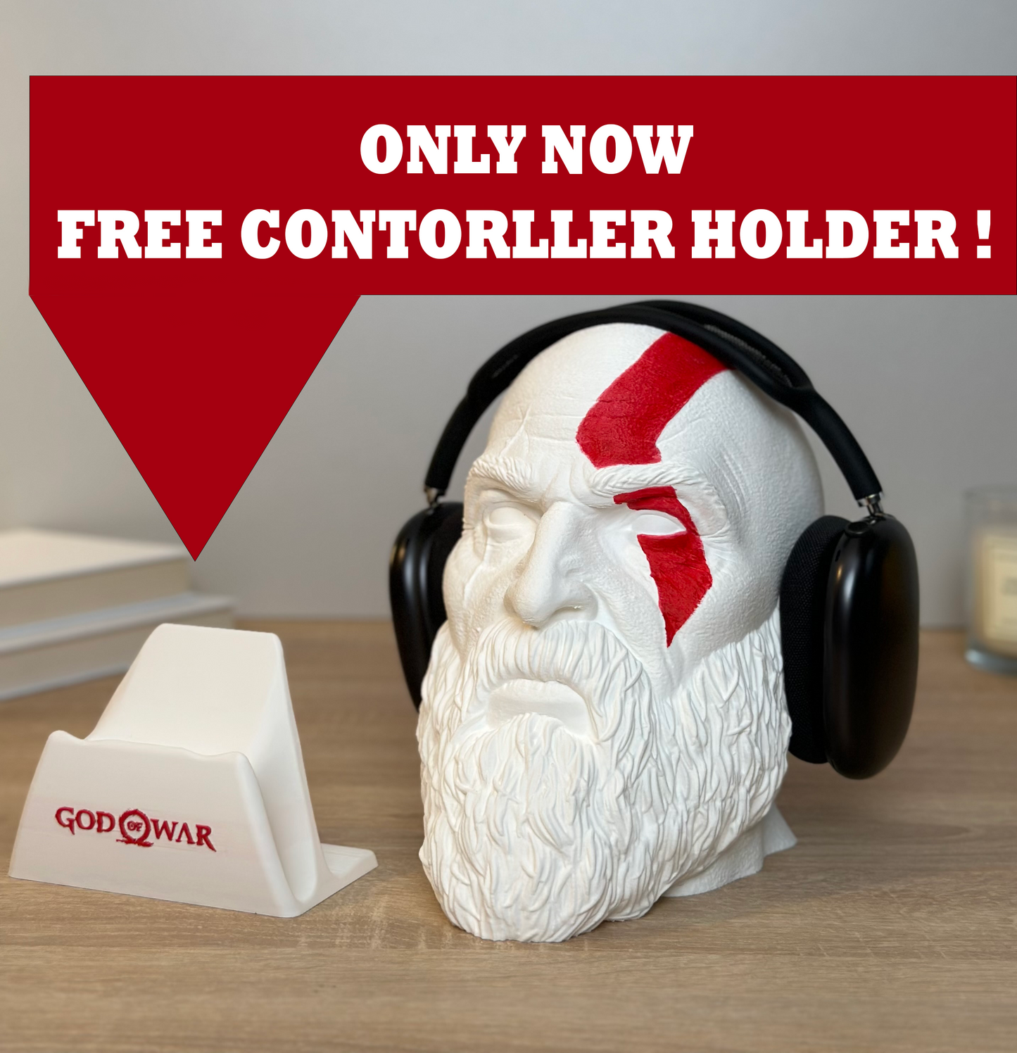 Kratos Headphone stand + FREE CONTROLLER HOLDER !